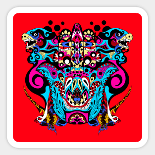 the kaiju pattern in mandala ecopop art Sticker